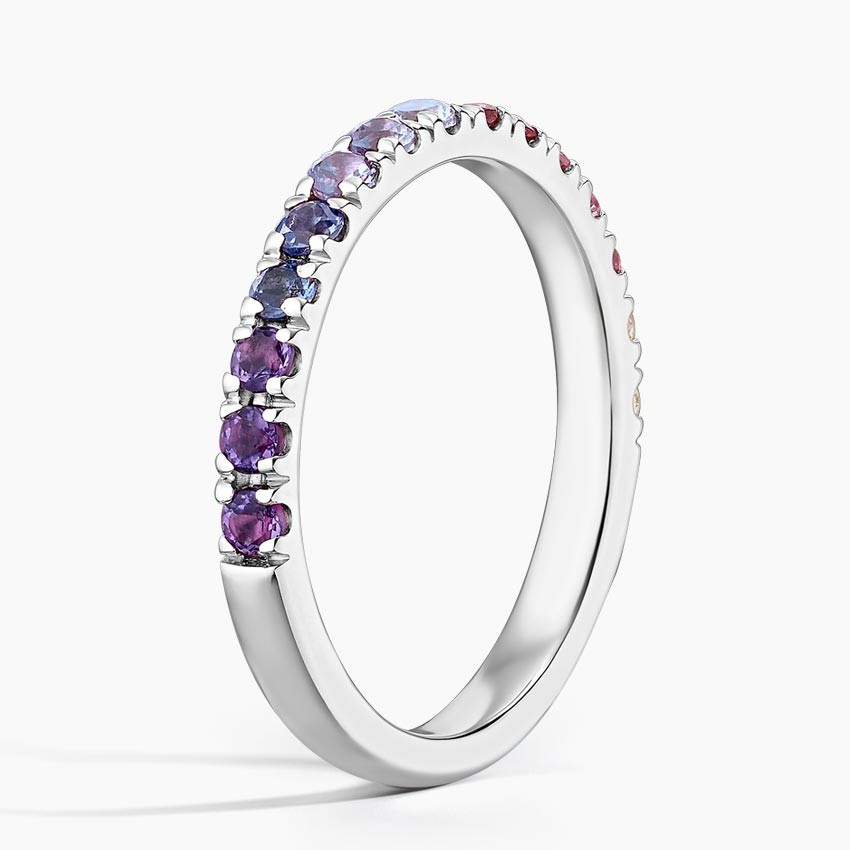4.00 Ct round cut Lilac Ombre Ring 14K white Gold plated