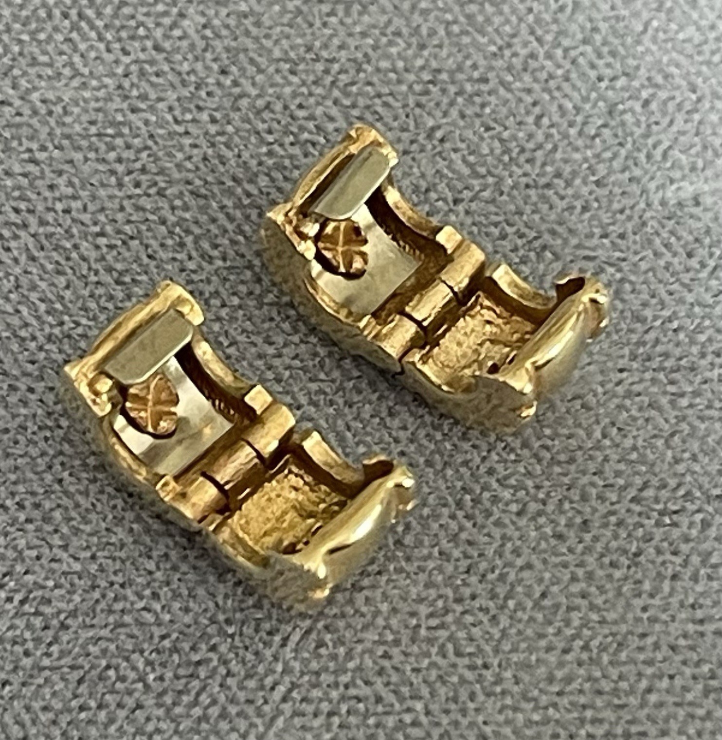Pair Retired Pandora Solid 14kt 585 Yellow Gold Beveled Spacer Clip Charm 750256