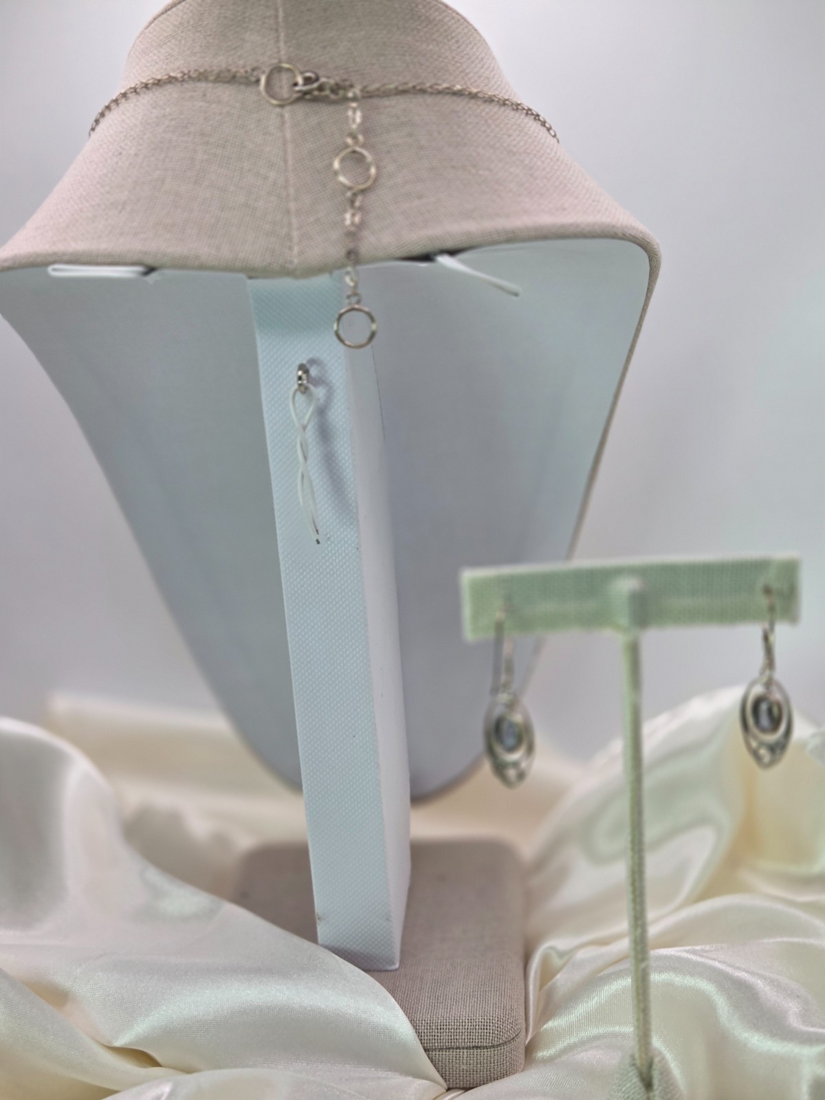 Sterling Silver With Translucent Blue Topaz Necklace and Earring Set 9.29 Grams