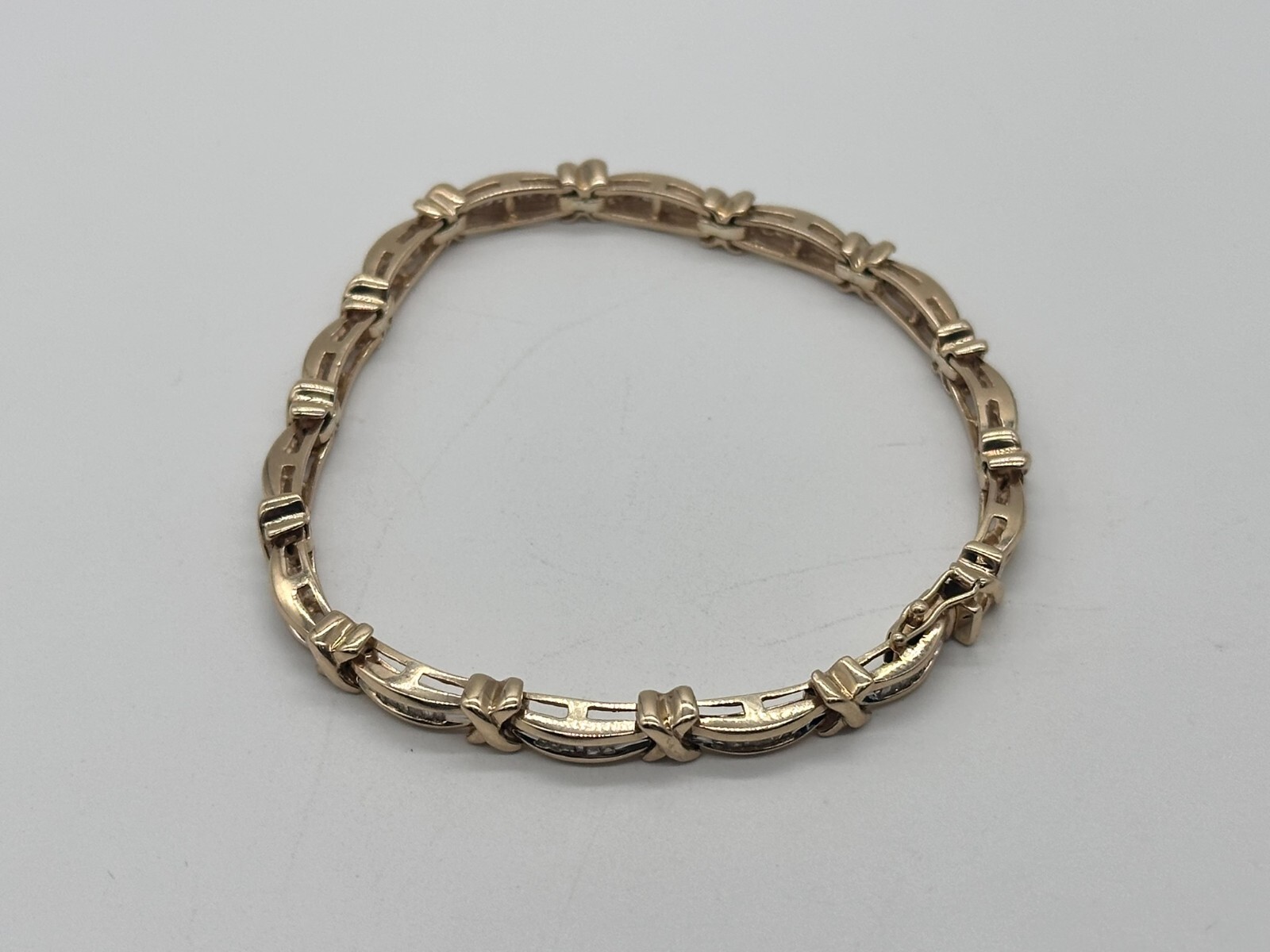 1.3Ctw Natural Diamond Tennis Bracelet 14K Two-Tone Solid Gold 7” / 15g