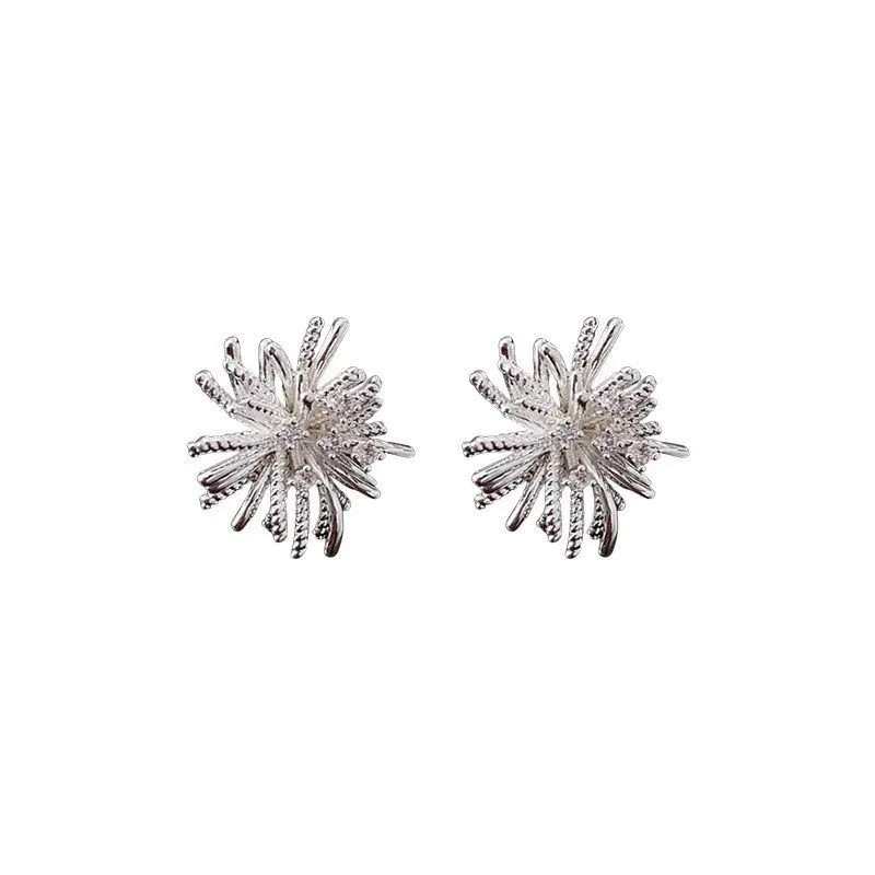 Silver Plated Dandelion Fireworks Made of High Quality Zinc Alloy Earrings
