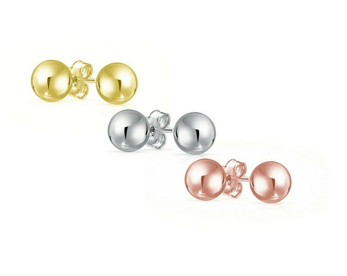 Solid Sterling Silver Classic Ball Stud Earrings