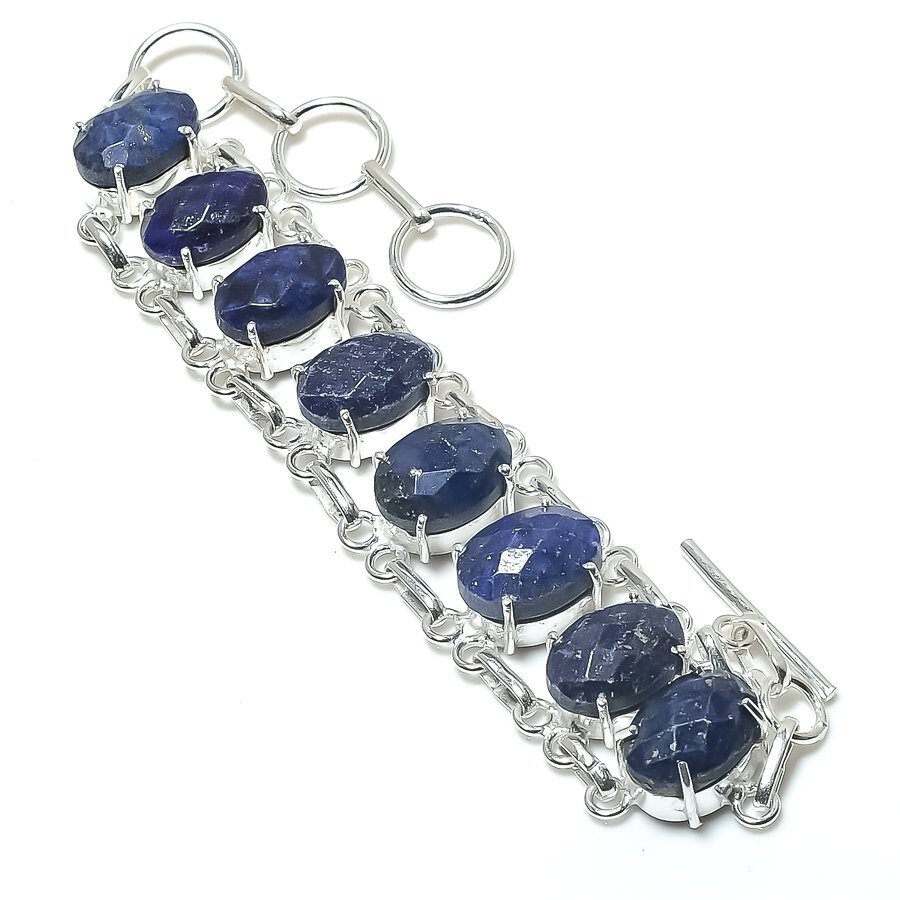 Lapis Lazuli Gemstone Handmade 925 Sterling Silver Jewelry Bracelet Size 7-8″