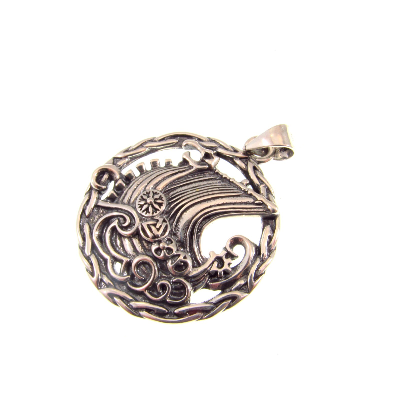 Solid 925 Sterling Silver Viking Sailboat, Sail Boat & Ocean Pendant Jewelry