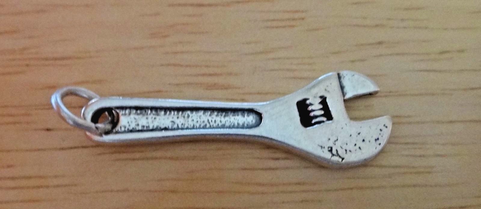 Sterling Silver 3D 34x11mm Wrench Tool Equipment Charm!