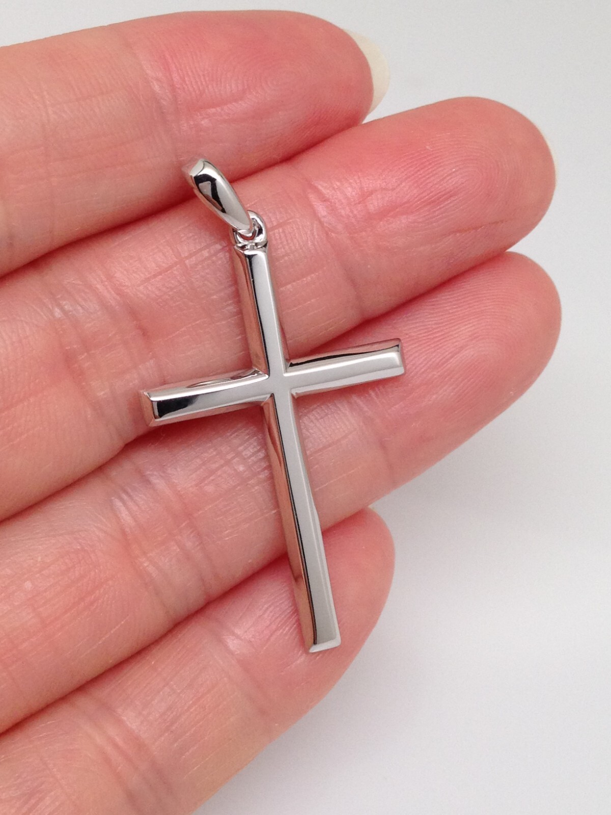 Men 925 Sterling Silver Plain Silver Cross Pendant 33mm(1.30″)/40mm(1.57″)