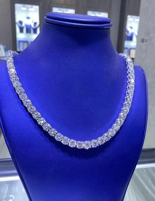 20Ct Lab Created Round Cut Diamond Womens Tennis Necklace 14K White Gold Plated