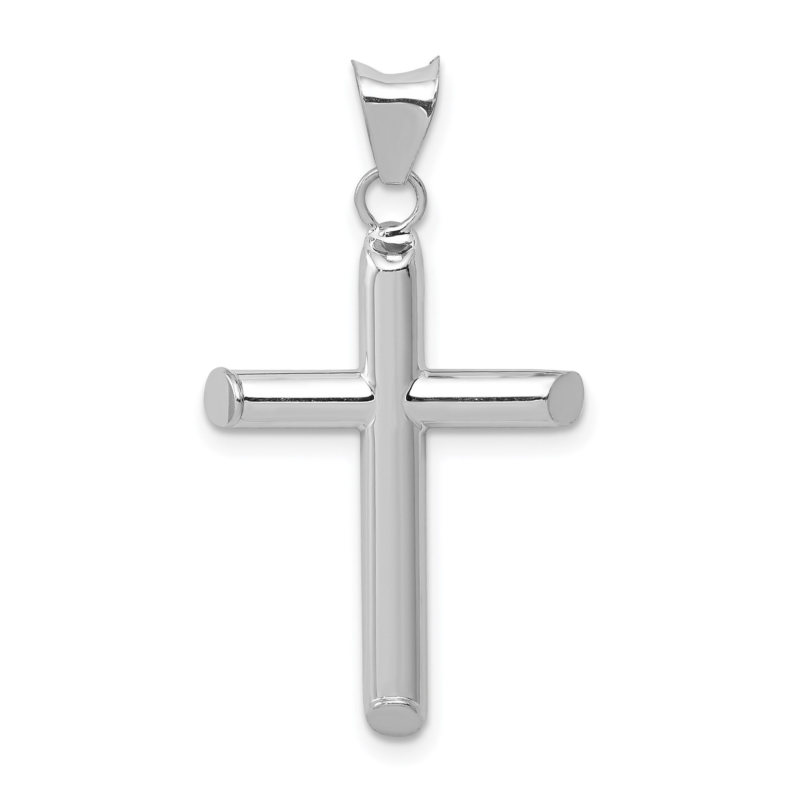 White Gold Latin Cross Necklace Unisex Pendant Cylindrical Design for Men Women