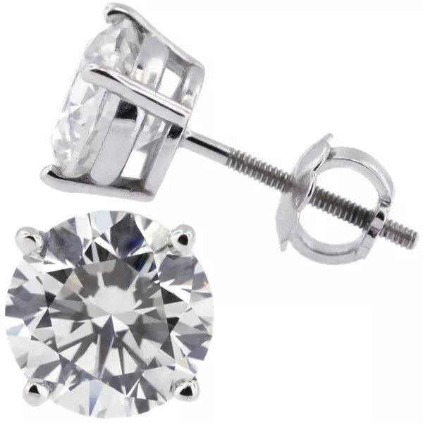 Stud Earrings Solid 14K White Gold Classic 1.40 CT Round Natural Diamond F VS2