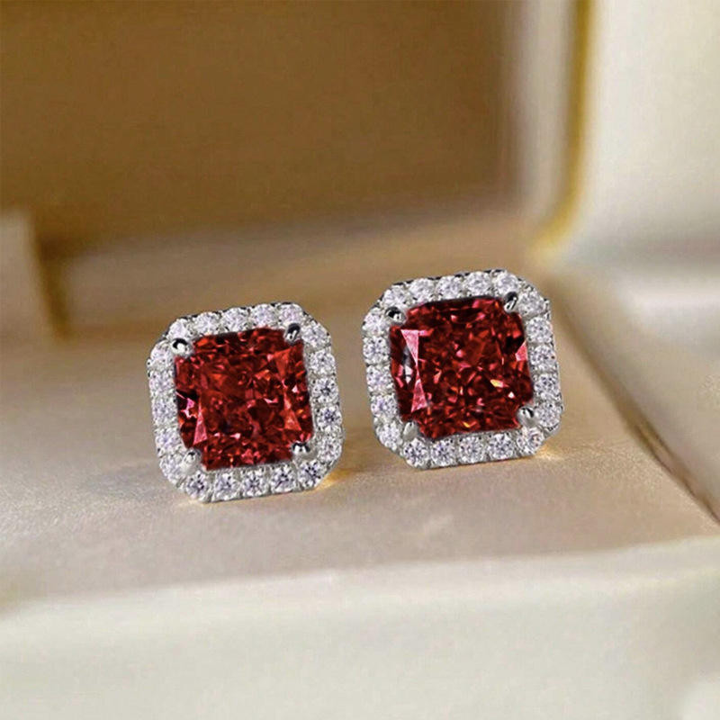 2.00 Ct cushion cut moissanite stud Drop Earrings For Women 14K white gold FN