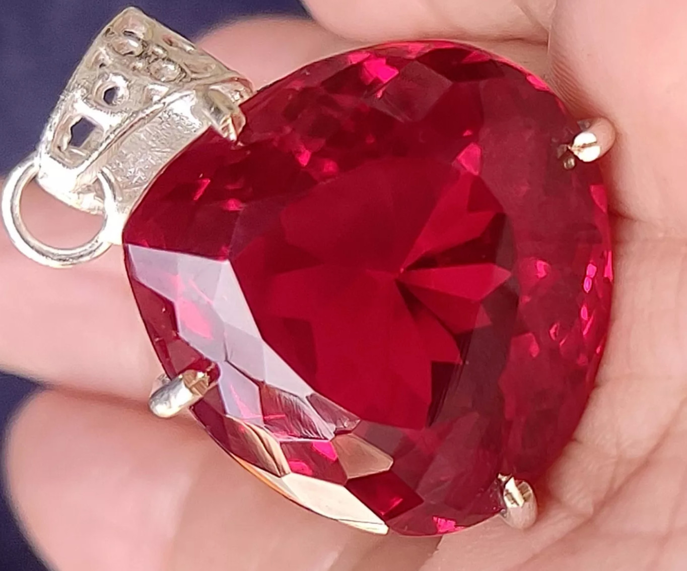 Certified 76.05 Ct Natural Red Red Ruby 925 Solid Silver Pendant Loose Gemstone
