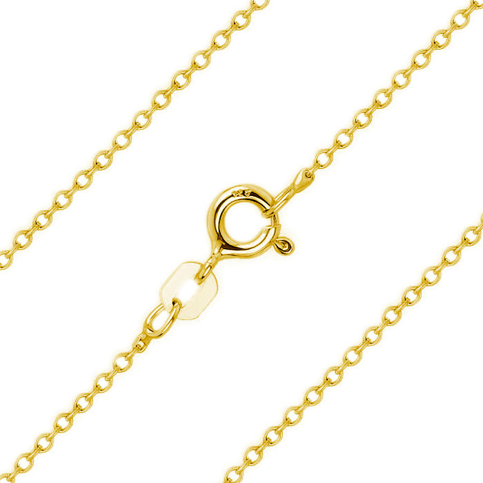 1mm Sterling Silver 14k Y Gold Plated Thin Cable Link Italian Chain Necklace