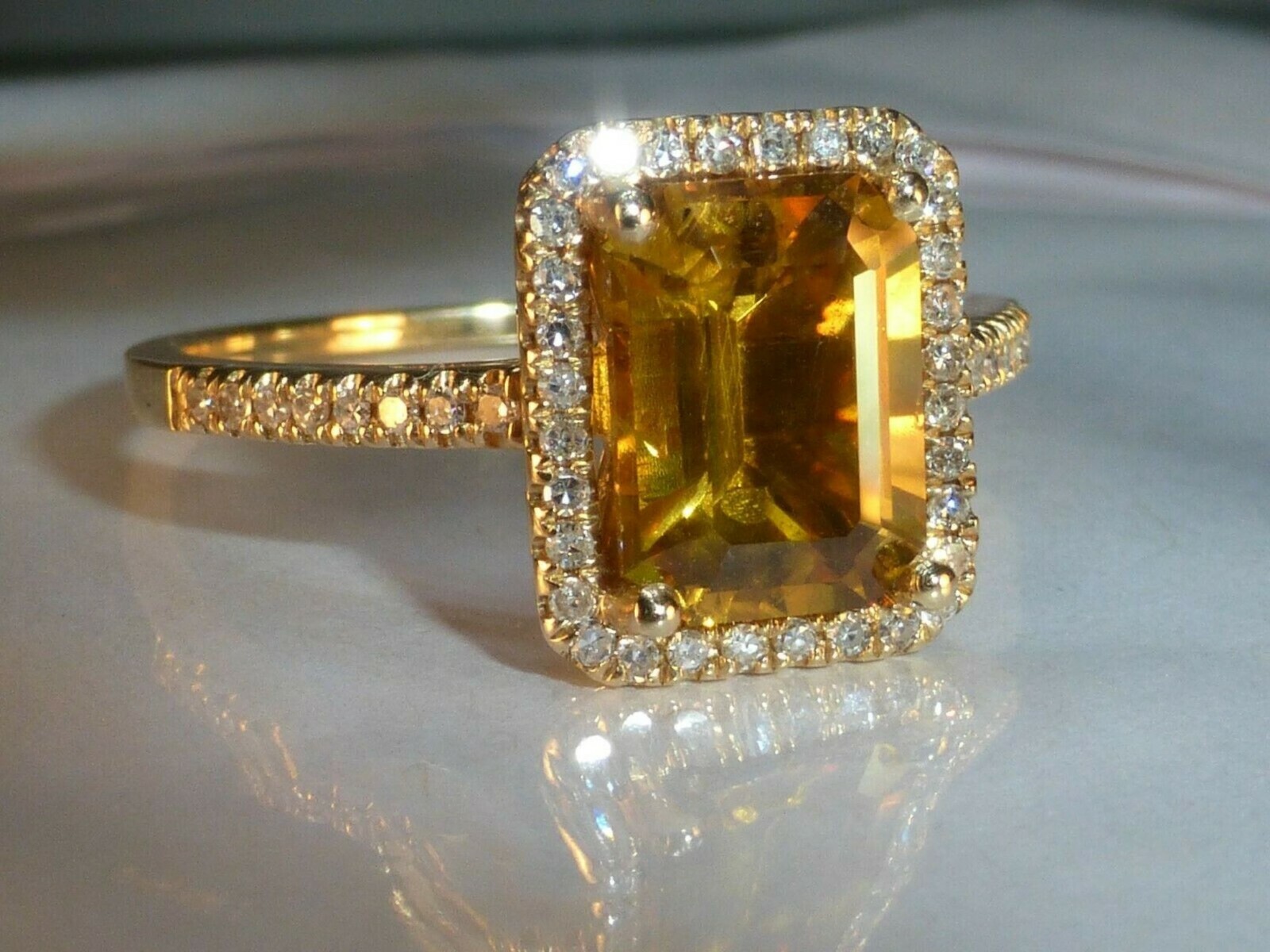 925 Sterling Silver Handmade Gold Plated Natural Yellow Sapphire Unisex Ring