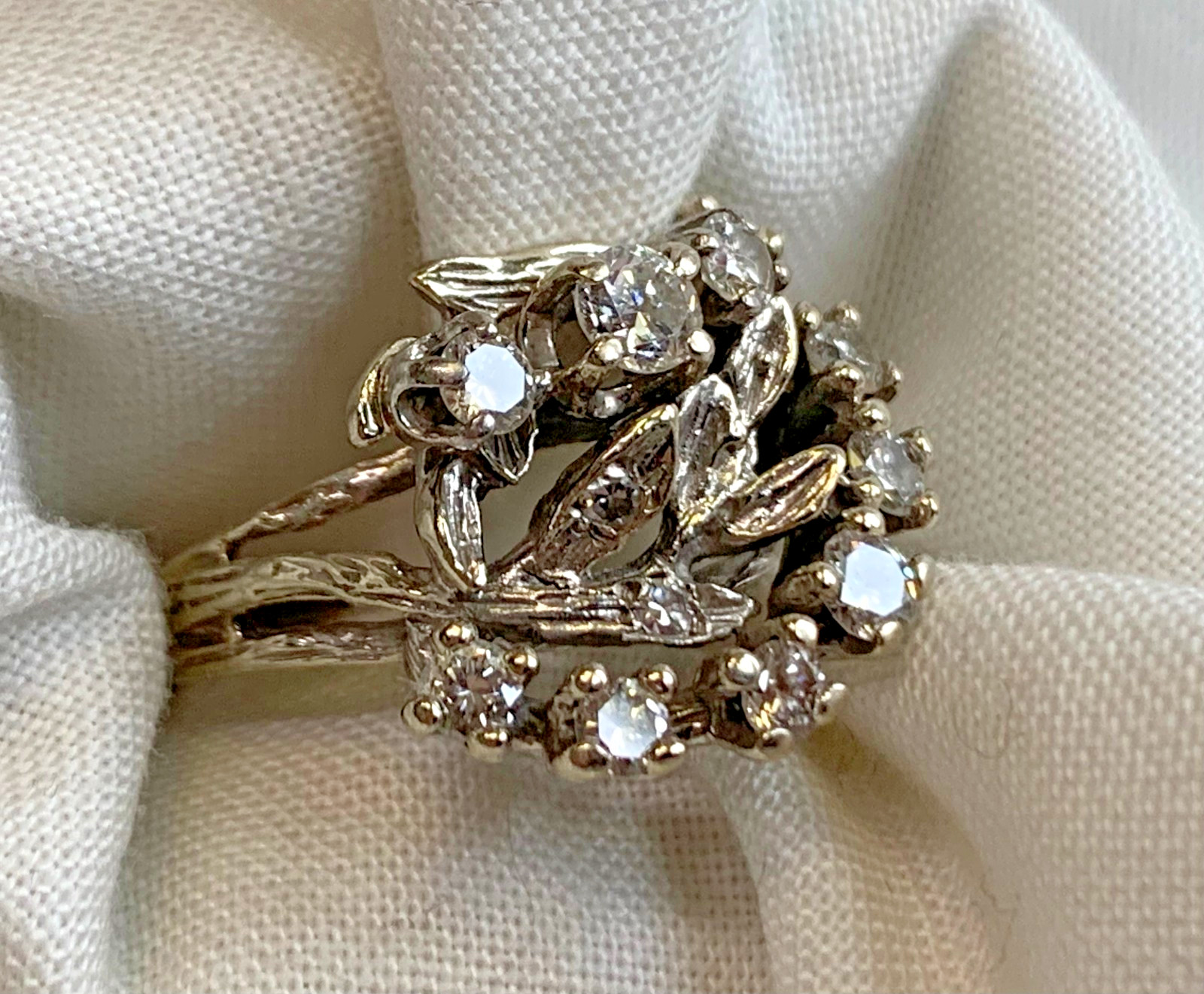 14K White Gold Diamond Ring 5.66g Fine Jewelry Size 5.5 Band *READ*