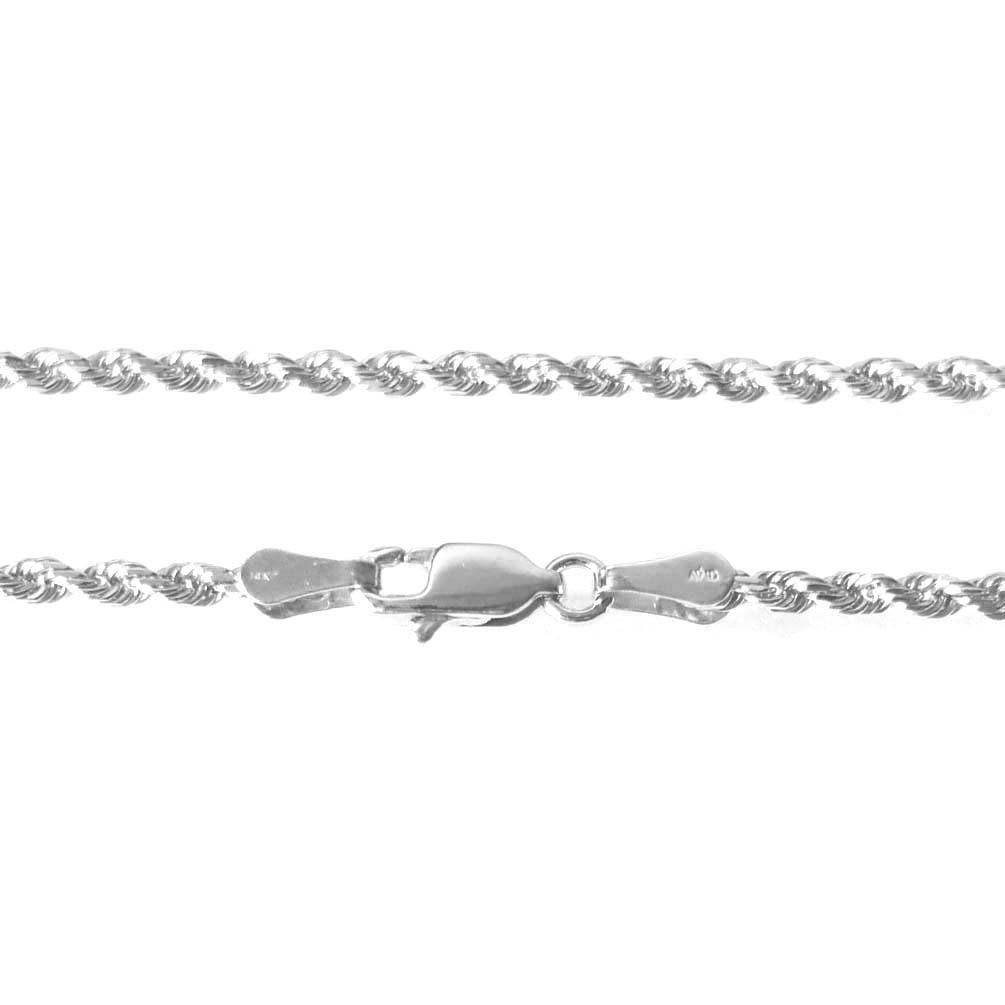 14K Solid White Gold Rope Chain 2.5 Grams W: 1.0 mm L: 16 inches (40 CM)-63
