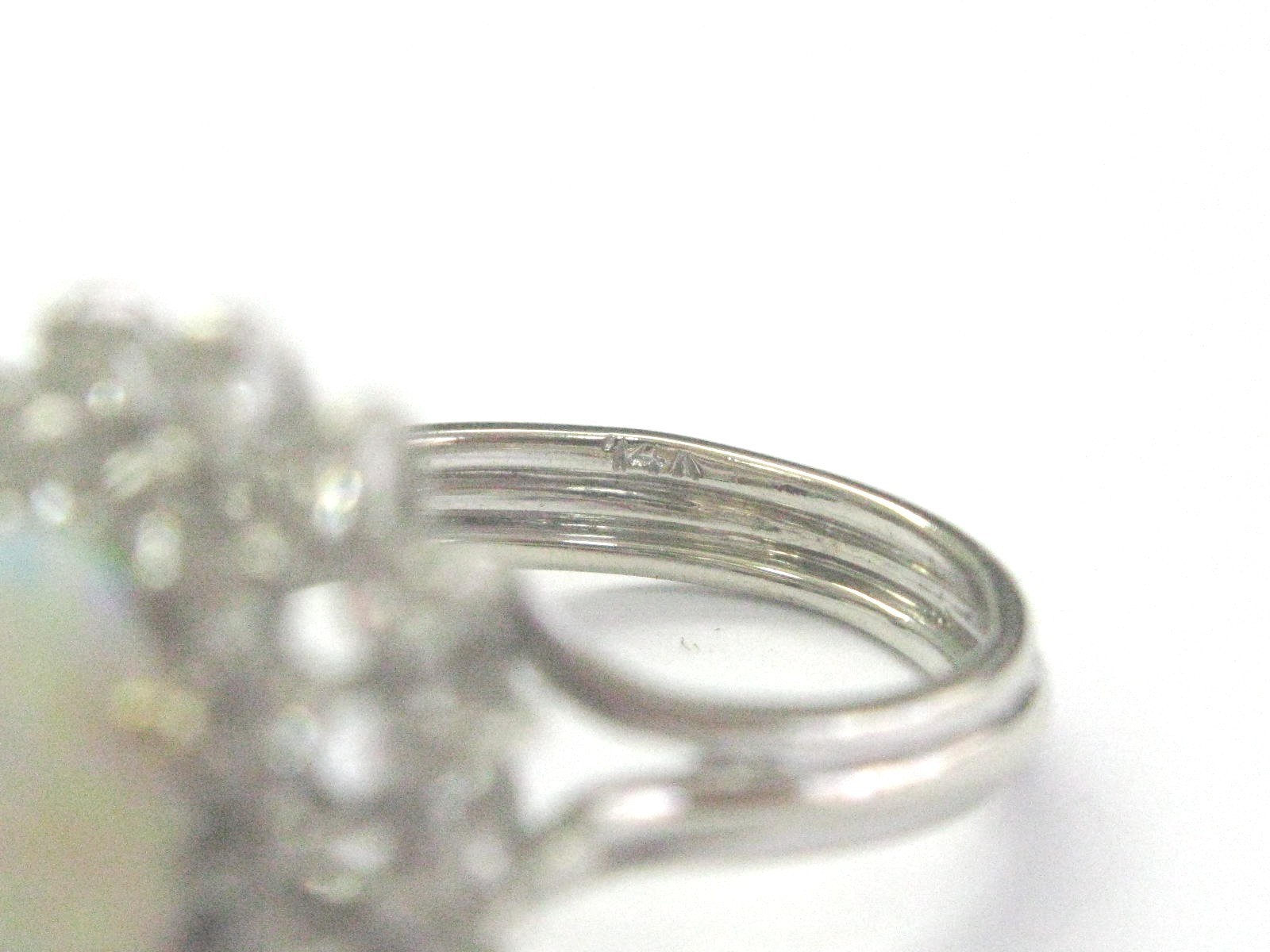 Opal & Diamond Ring Solid 14Kt White Gold 2.85Ct H-I/SI1 EYE CLEAN FULL OF SHINE