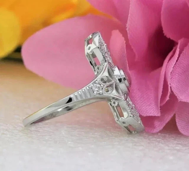 Art Style Round 2Ct Lab Created Diamond Anniversary 14K White Gold Plated Ring