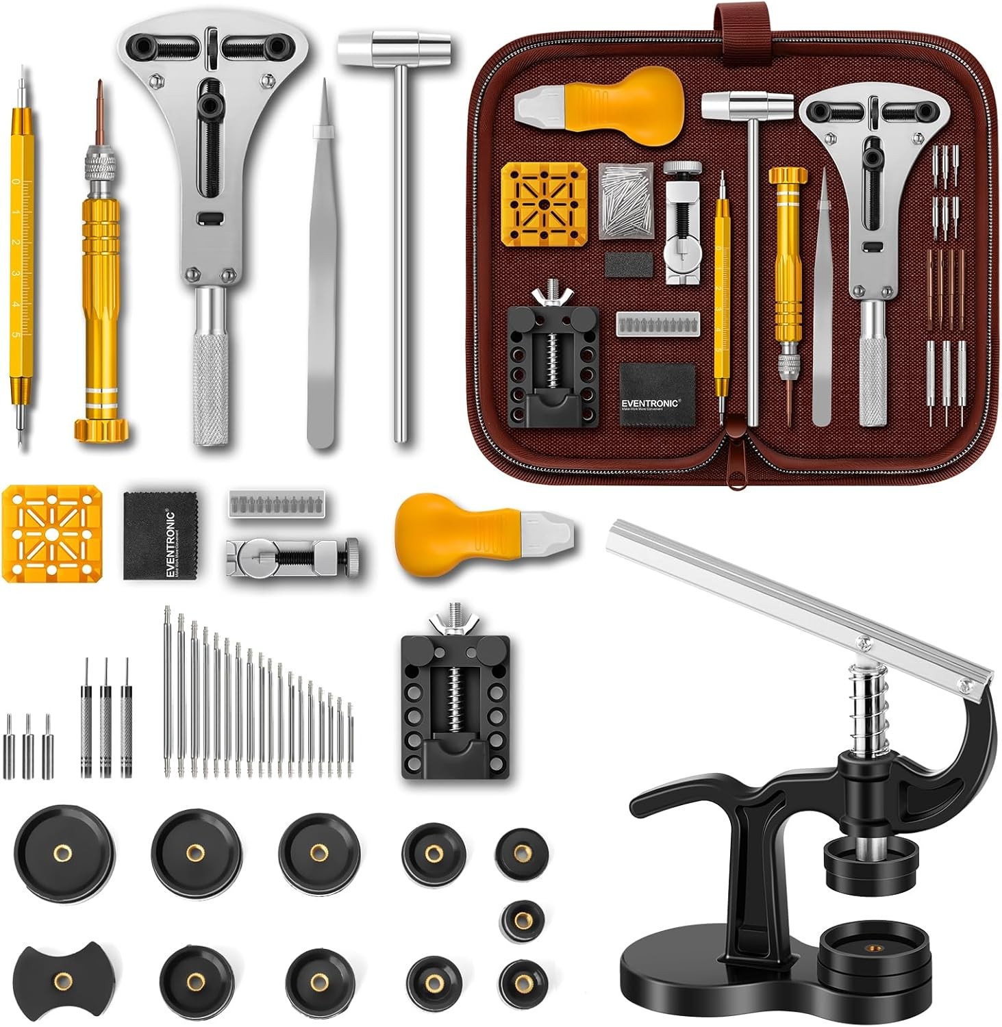 【Combination Version】Eventronic Watch Repair Tool Kit + Press Set,…
