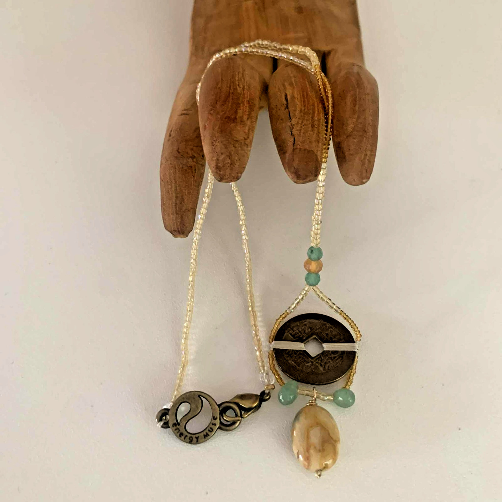 Energy Muse Exquisite Mini Beads “CRAZY LACE AGATE” Necklace 17″ BALANCE-HEALING
