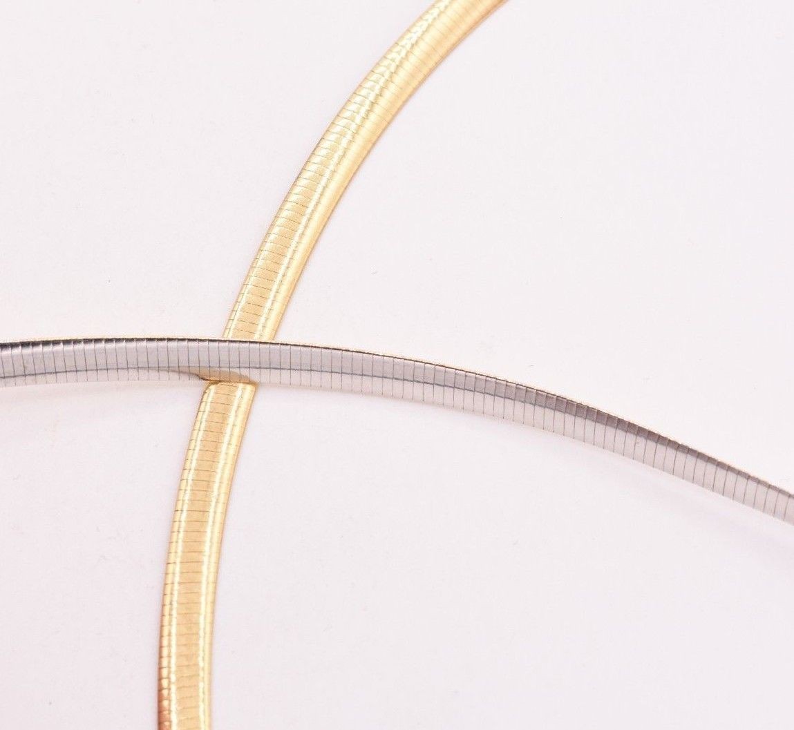 5mm Italian Reversible Omega Chain Necklace 14K Yellow Gold Plated Silver 925
