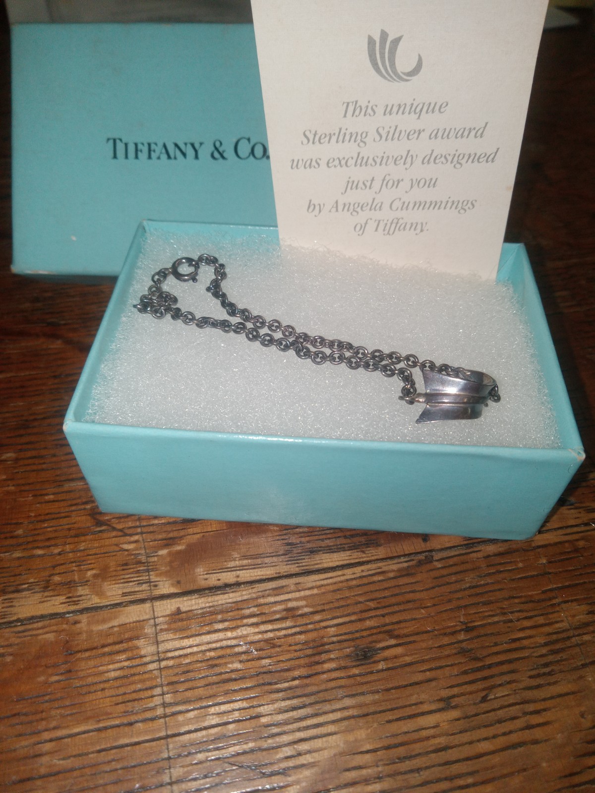 Vintage tiffany & co sterling silver bracelet 7.5″ with box 925 bent arrow