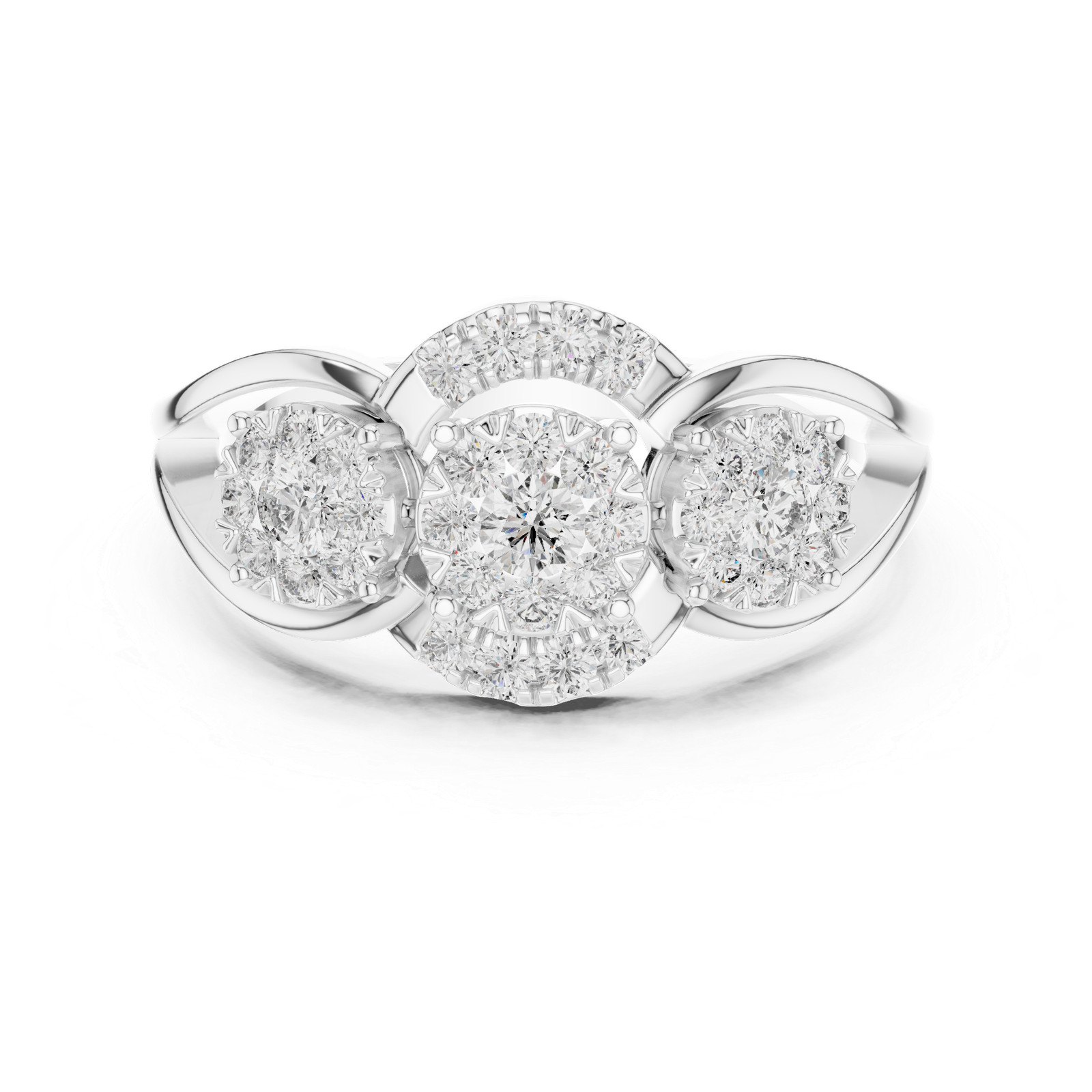 Certfied 35 Pc Round VVS1 White Diamond Designer Wedding Ring 925 Silver G324