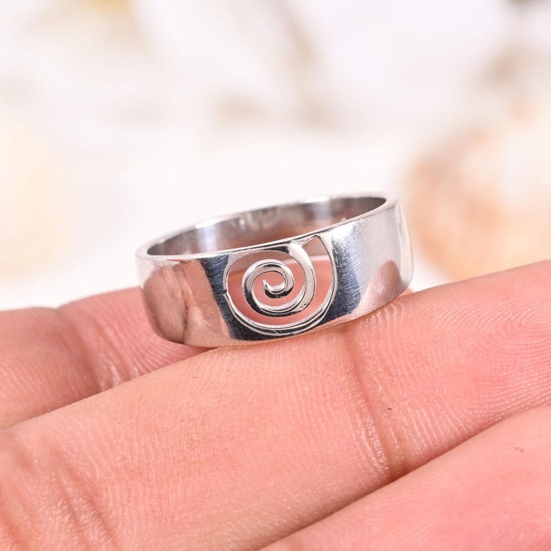 Handmade Wave Ring 925 Sterling Silver Adjustable Open Band Ocean Jewelry New