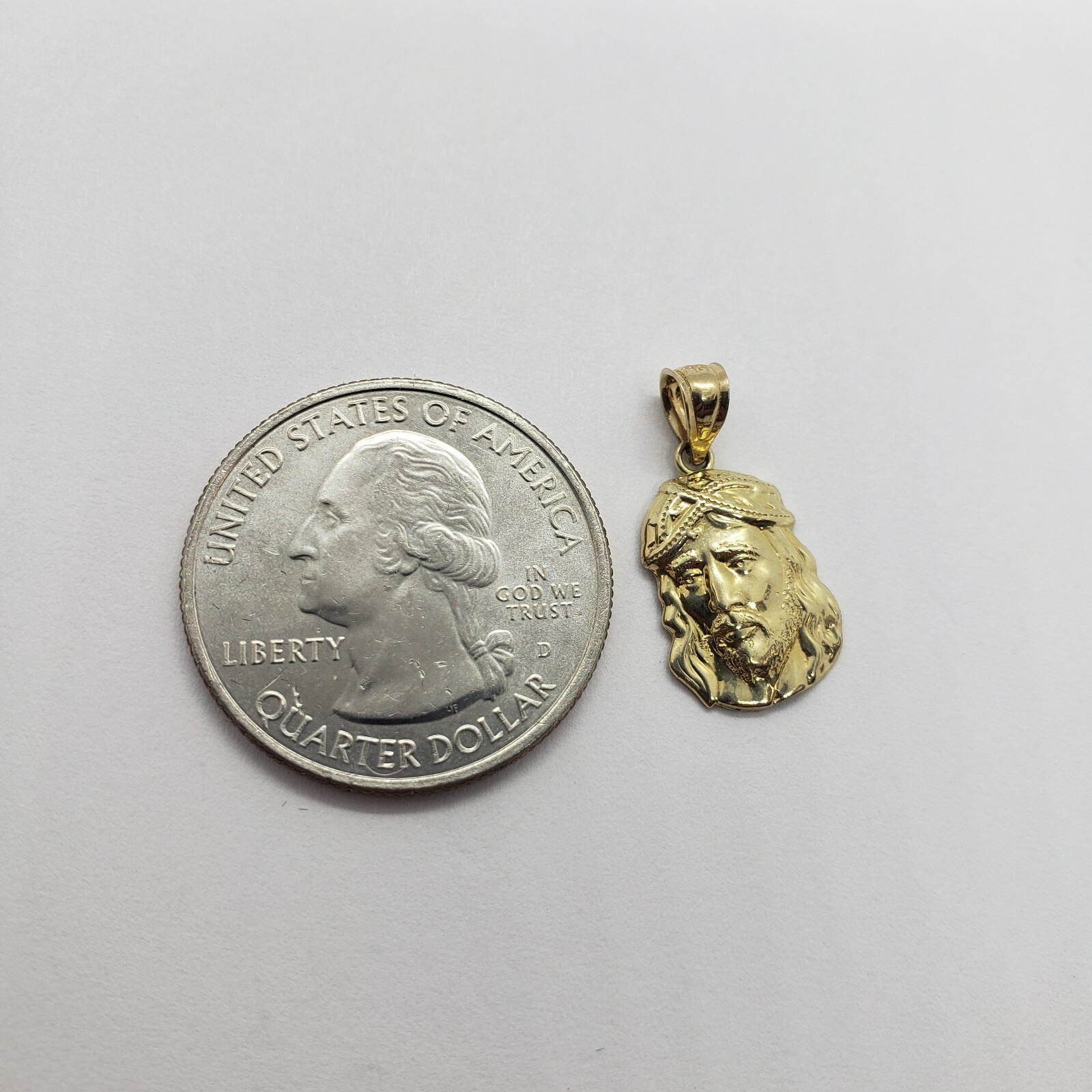 Authentic 10K Yellow Gold Diamond Cut Jesus Face Pendant Charm Left Right Styles