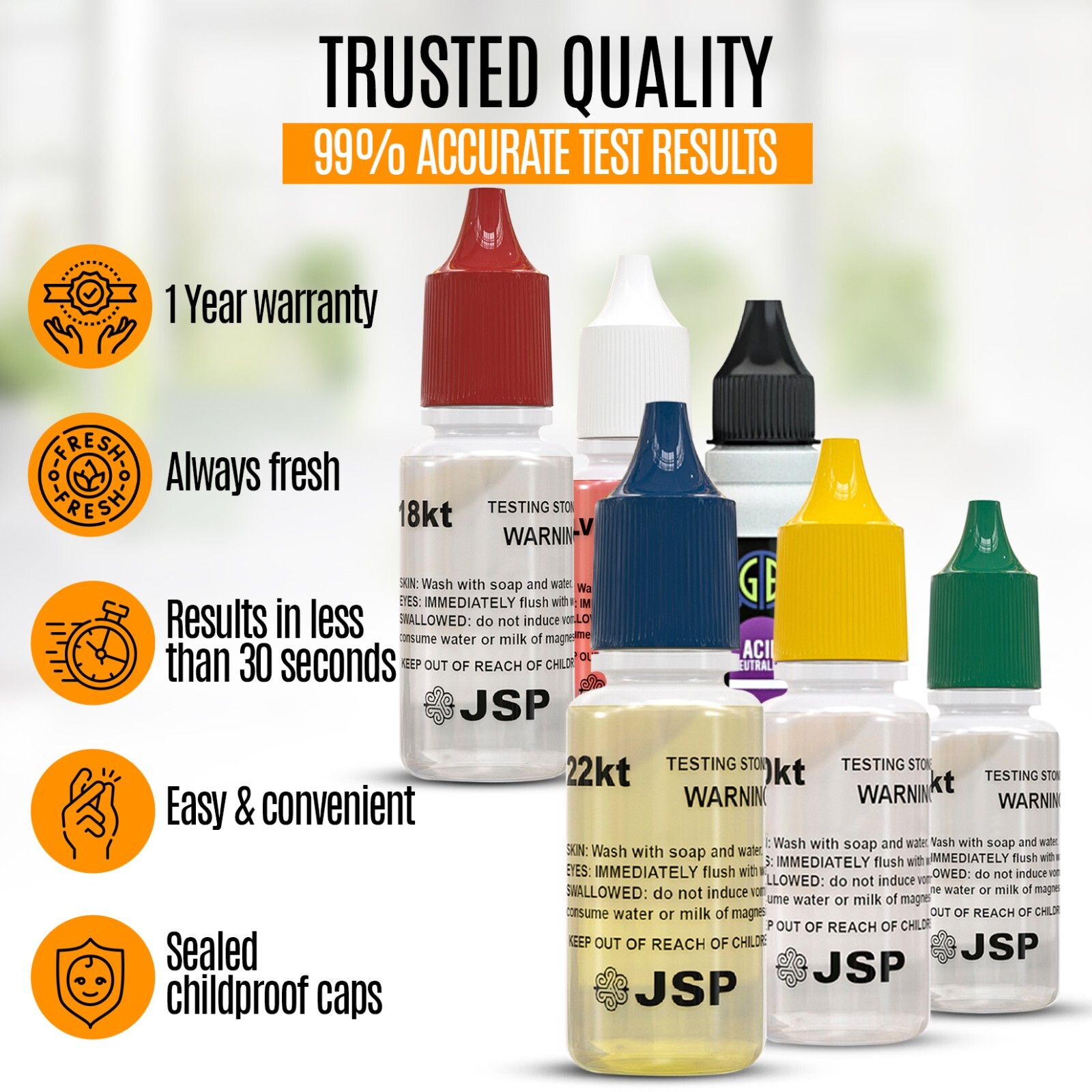 Gold Silver Platinum Testing Kit Test 9K 10K 12K 14k 18K 22K 999 925 Sterling