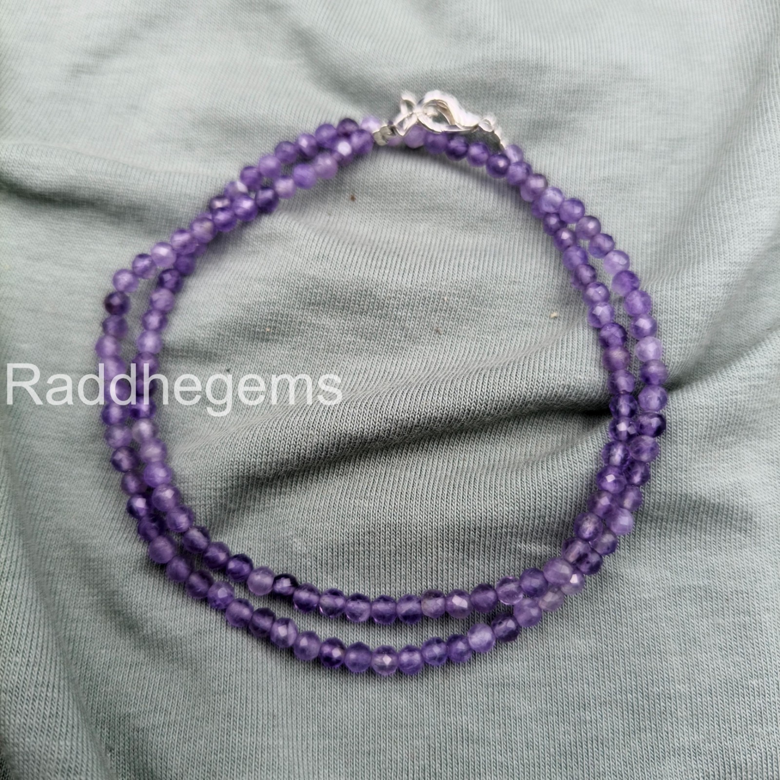 Natural purple Tourmaline 3mm Necklace, Rainbow Gemstone Jewelry, Colorful