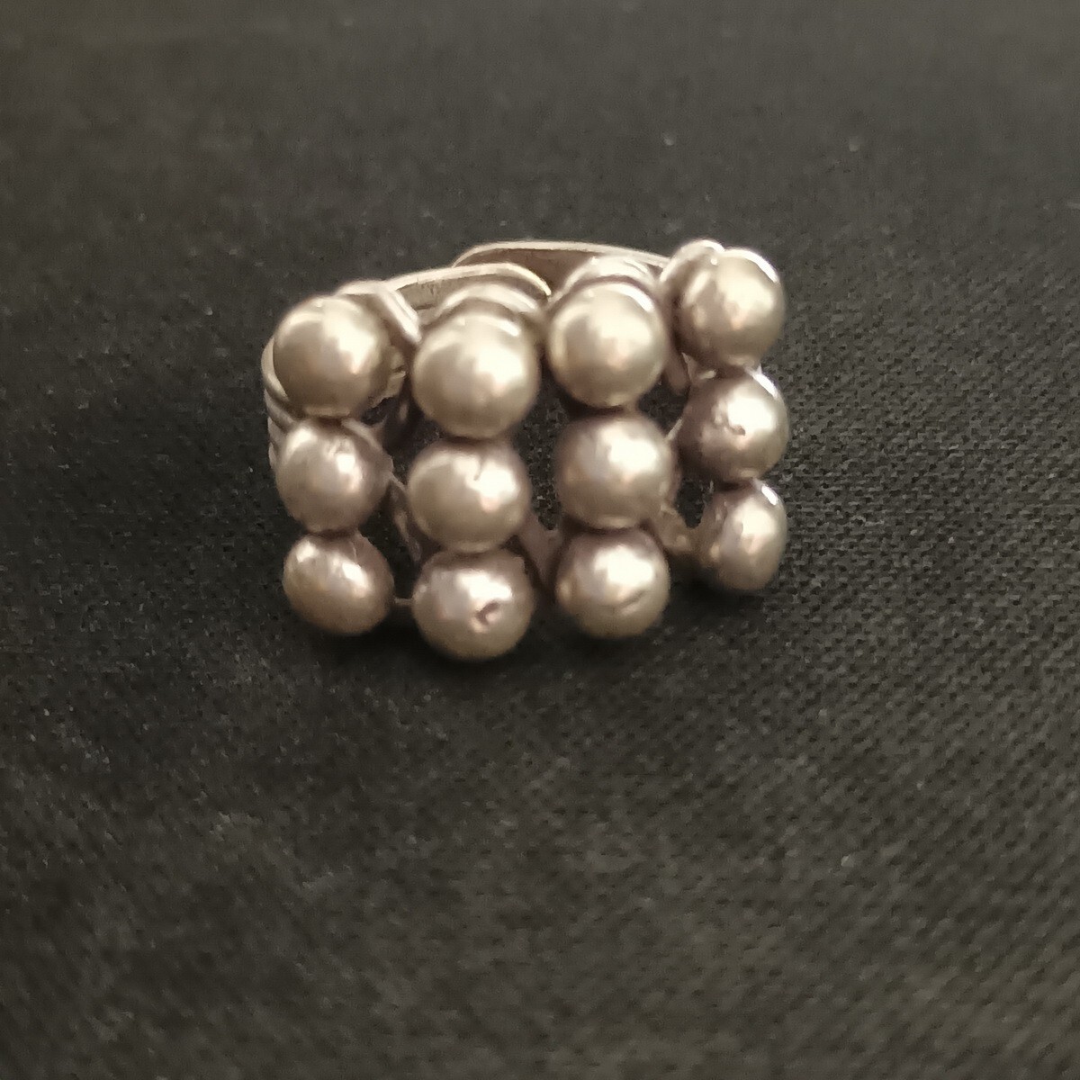 FINE SOLID SILVER RING FIXED SIZE VINTAGE 9g MULTI PIN HEADS BAND #RR056