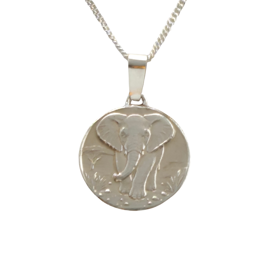 Elephant Engraved Sterling Silver Coin Necklace 925 Handmade UK Personalise Gift