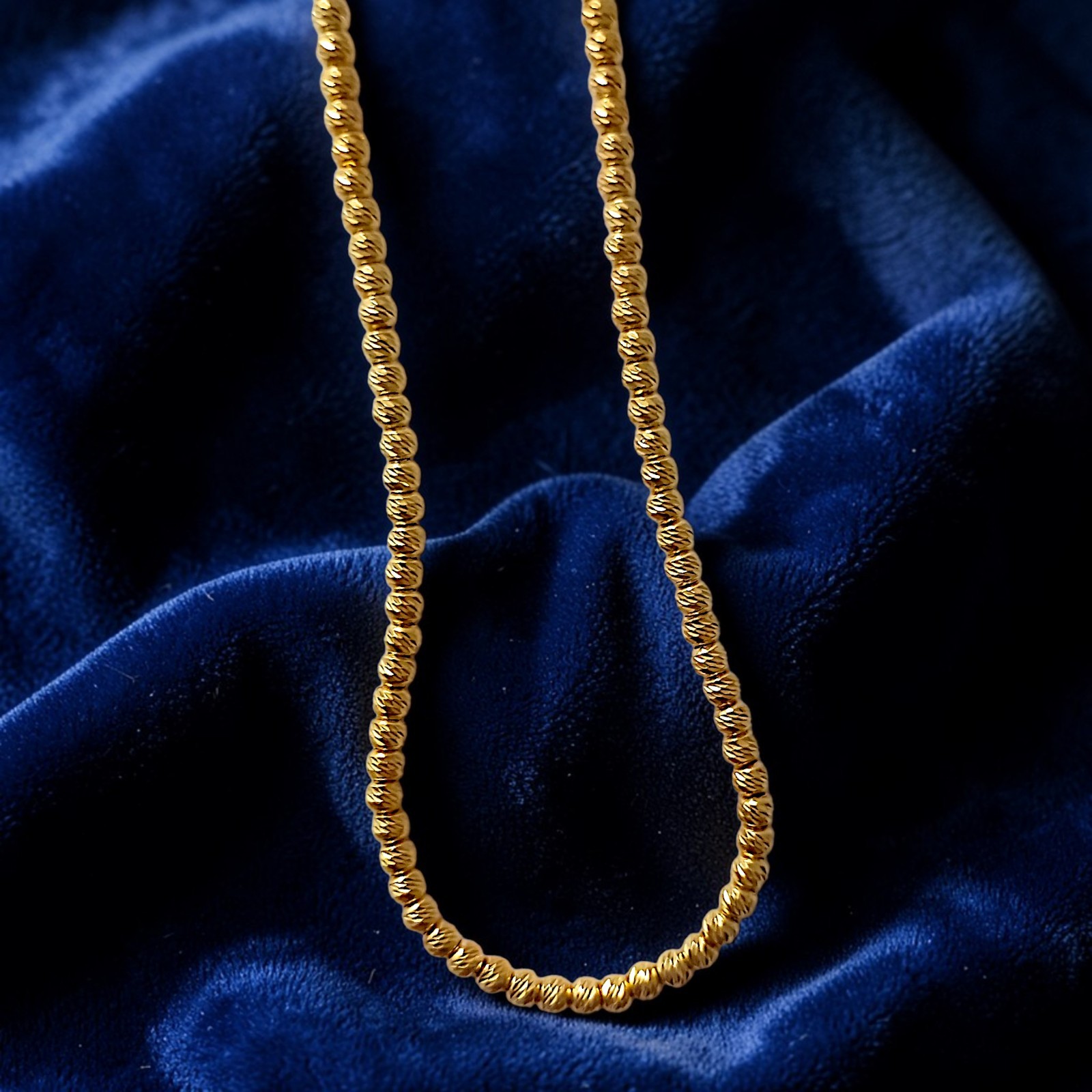 Vermeil Gold Over Sterling Chain Necklace 925 Silver Bead 18″ Italy 6 Gm Dainty