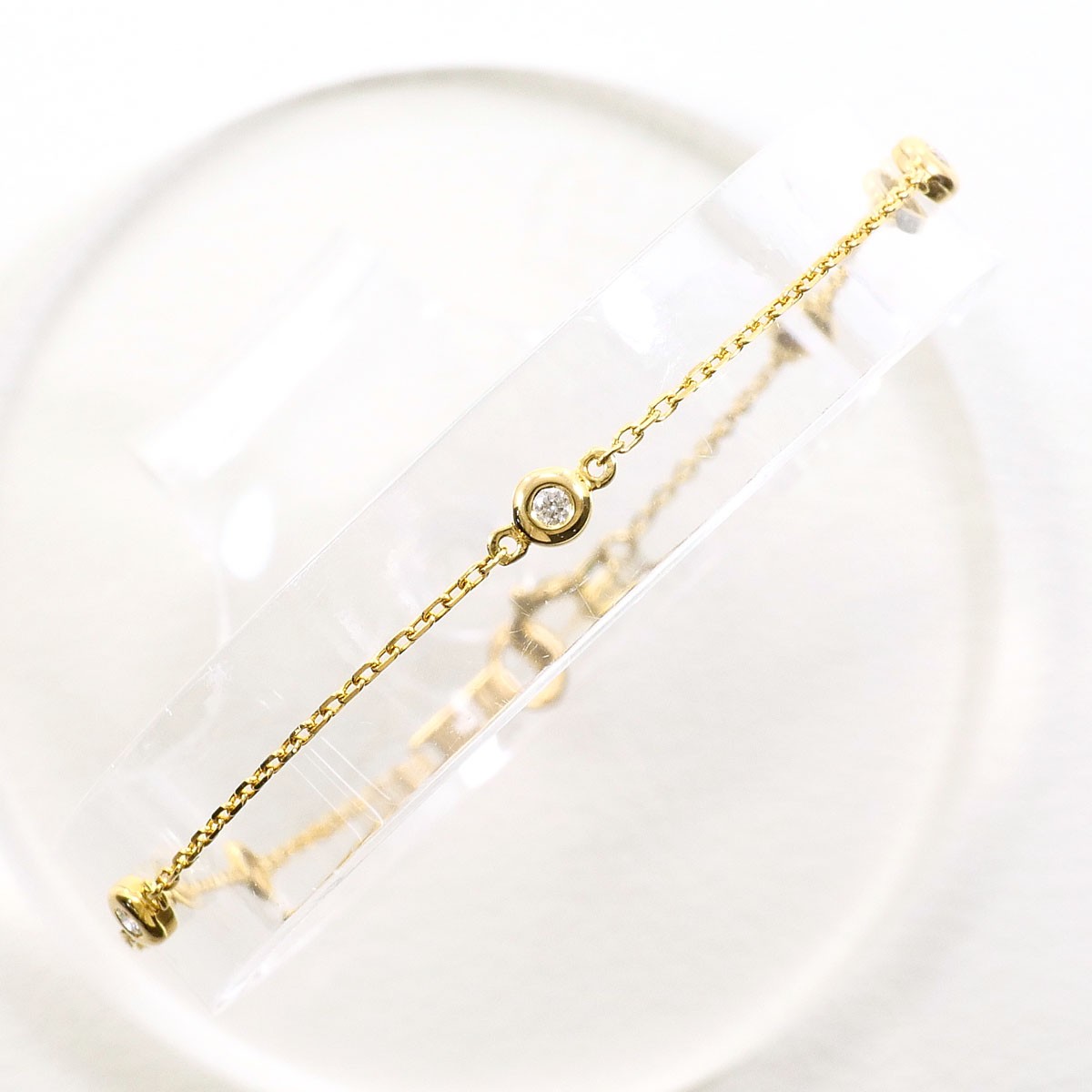 4?? K18 18k gold bracelet Diamond (no carat mark) 1.2g 17cm Free shipping Used