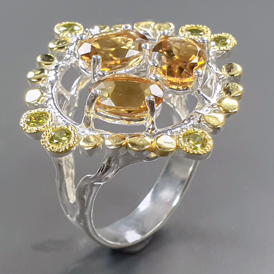 Natural  Not Enhanced Citrine Ring 925 Sterling Silver Size 6.5 /B-R1256