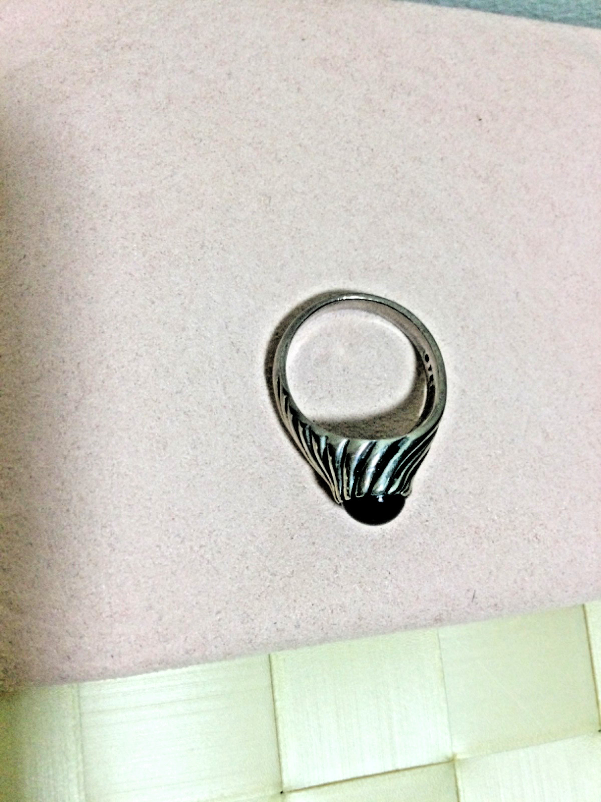 Sarah Coventry Black Onyx Sterling Silver 925 Spiral Ribbed Ring Sz: 6.5 VTG
