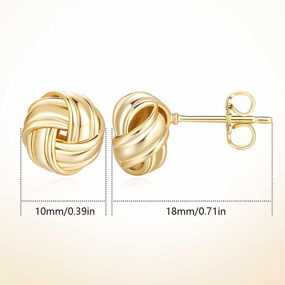 14K Gold Stud Earrings Womens Stud Small Round Knot Studs Twisted Hypoallergenic