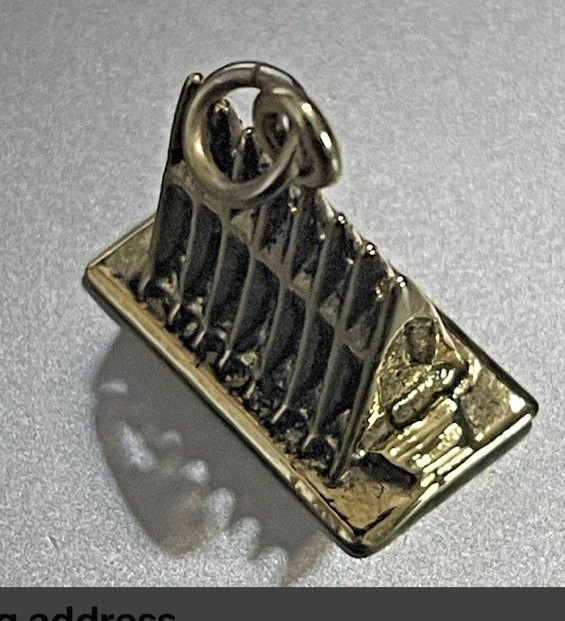 14k Yellow Gold Rectangle Dangle Charm Link Component, Air Force chapel