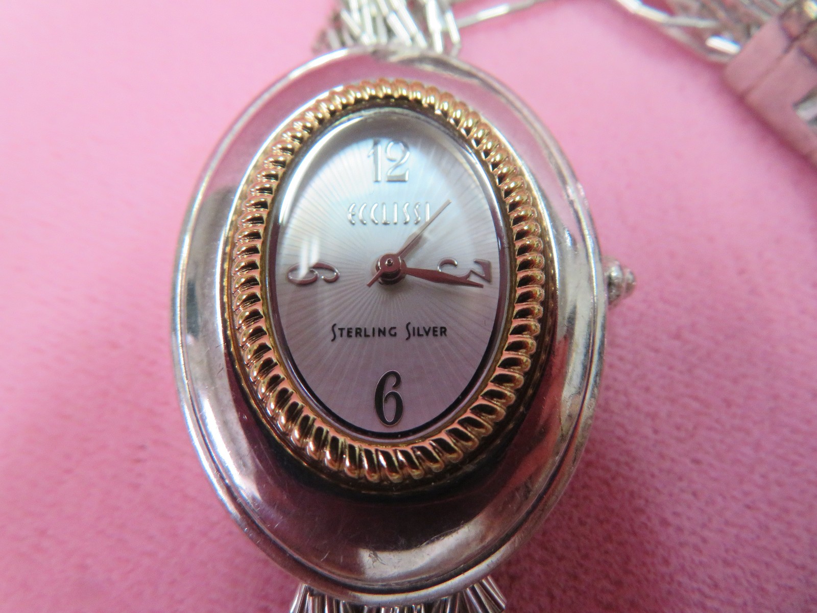 Ecclissi Sterling Silver Oval Case MOP Ladies Watch w/Silver Liquid Band