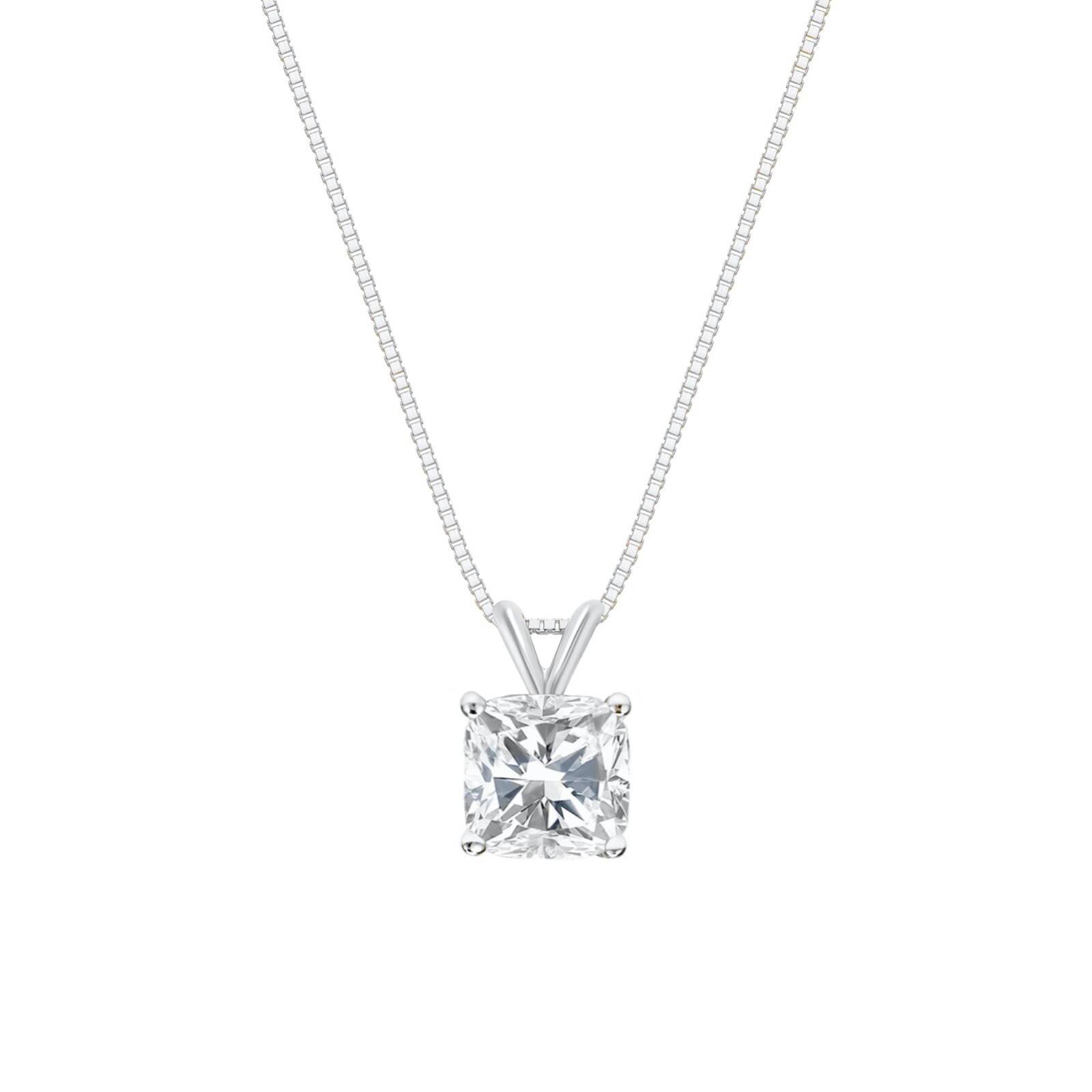 IGI F/VS 4 Ct Cushion Lab Grown Diamond Pendant Necklace Real 18K White Gold 16″