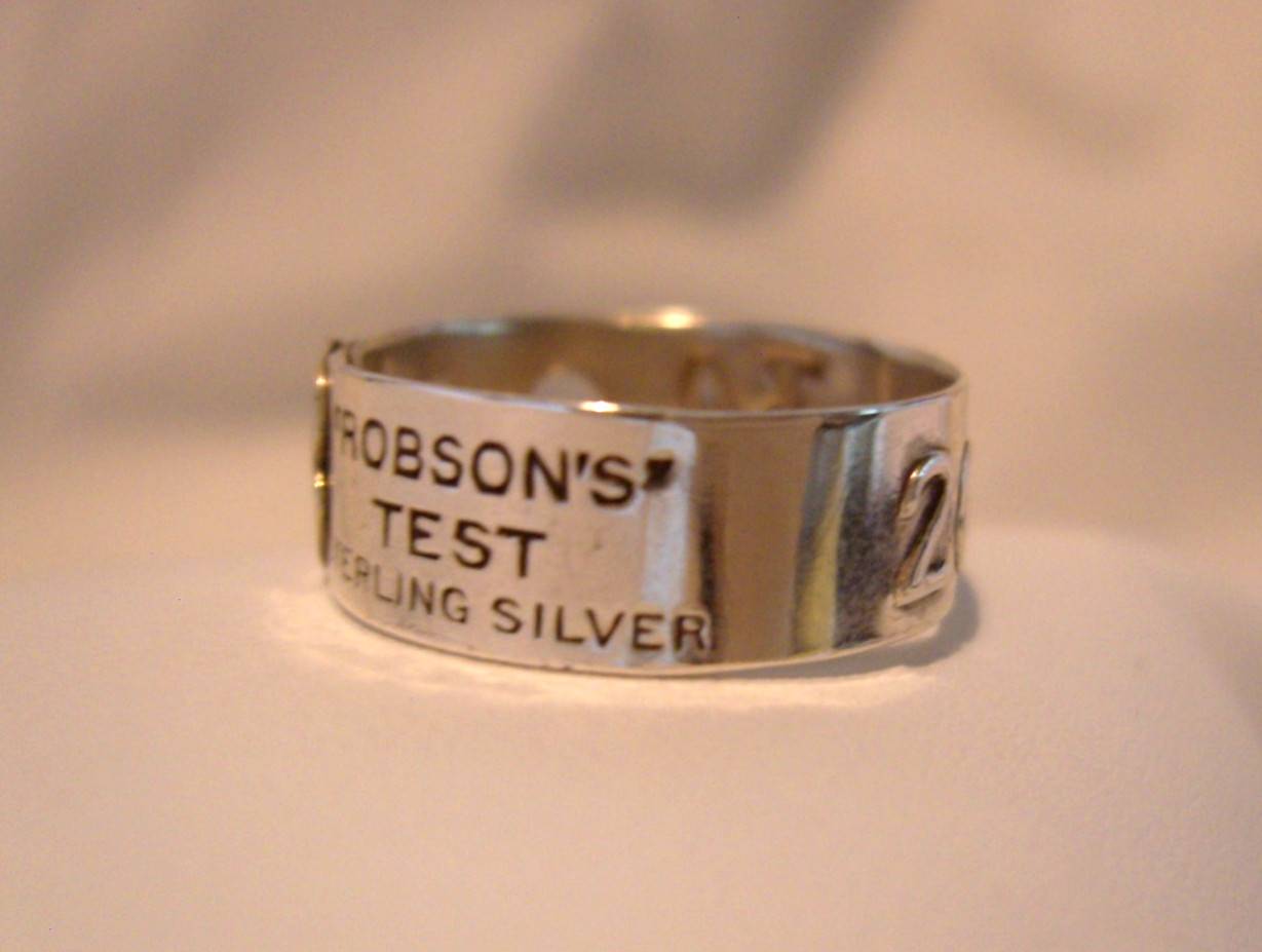 Ring Sterling Silver ‘Robsons Test’ 1940s Salesman’s Sample UK U 1/2, USA 10 1/2
