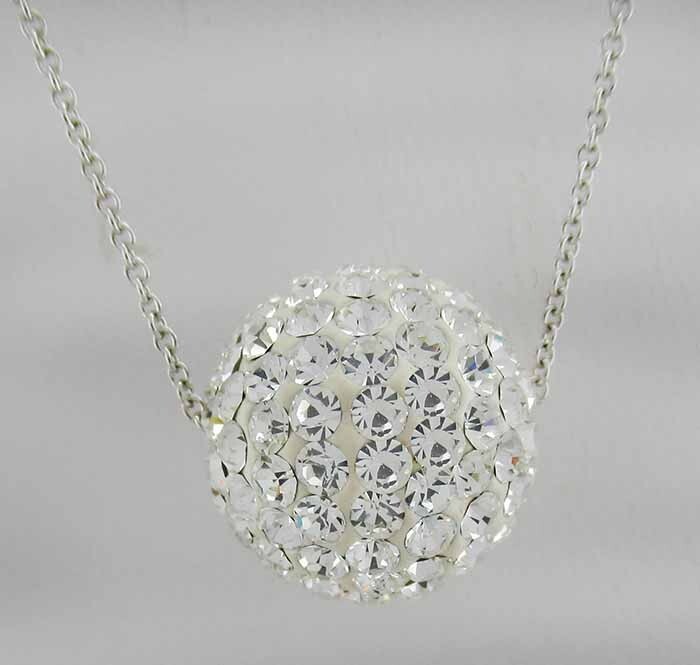 LAB WHITE SWAROVSKI BALL PENDANT 925 SILVER – NEW WITH TAG – Free Shipping