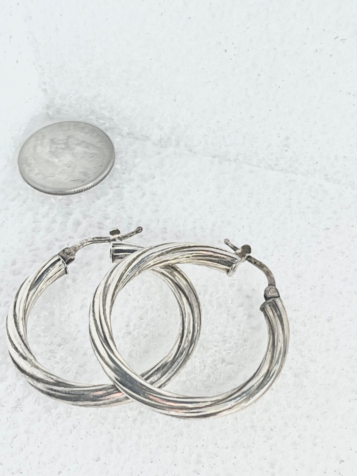 Sterling Silver Hoops Twisted Style 1 1/4 Inch Drops Solid 925