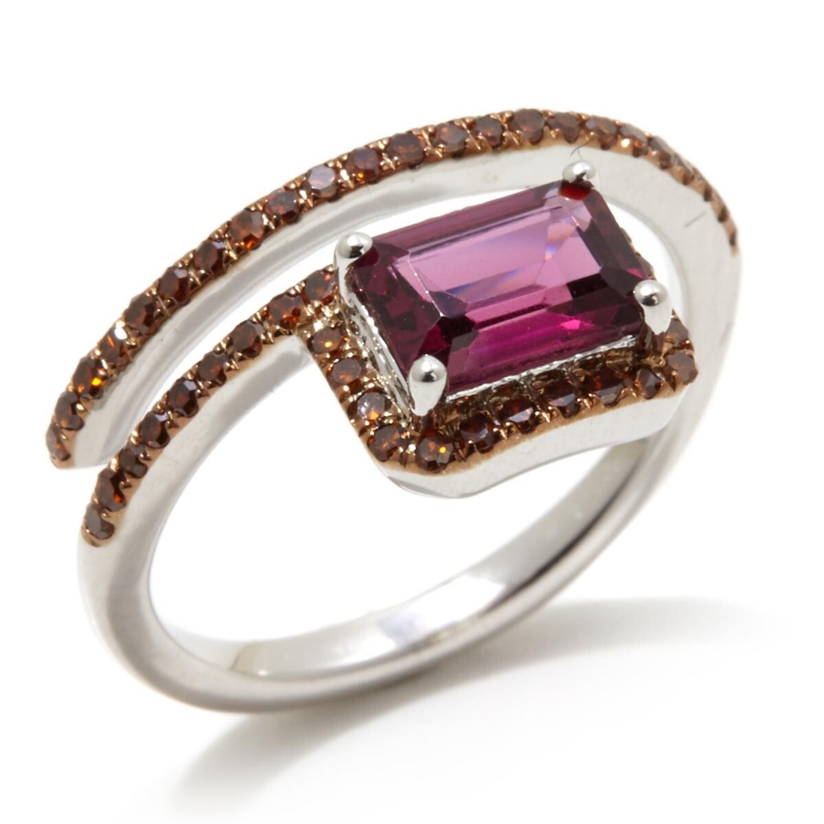 Rarities Womens Sterling Silver Purple Garnet Red Diamond Wrap Style Ring Size 7