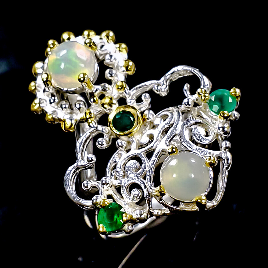 Natural  Not Enhanced Opal Ring 925 Sterling Silver Size 7.25 /B-R1302