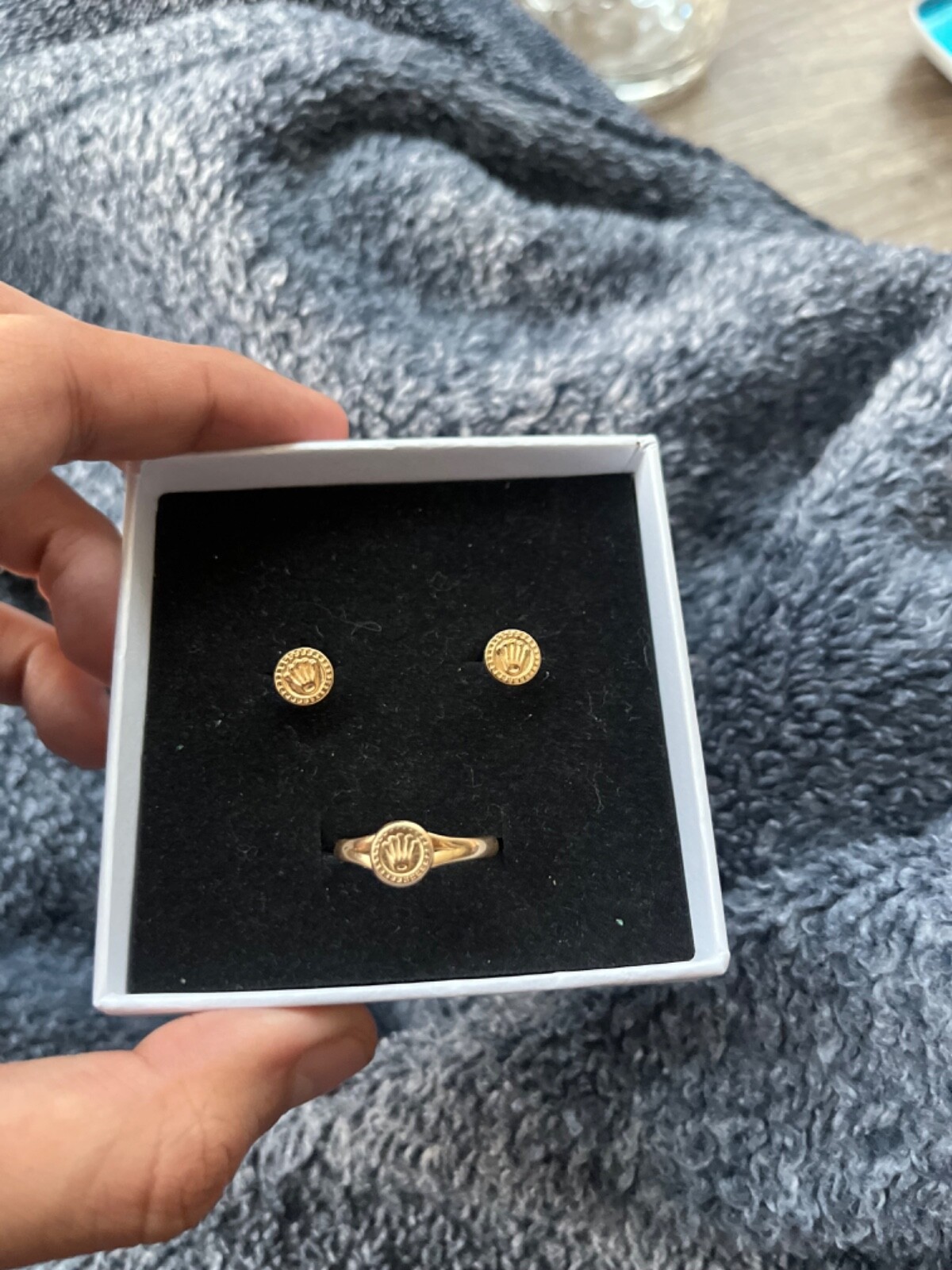 gold jewelry 18k earring and ring rolex set text if want separate
