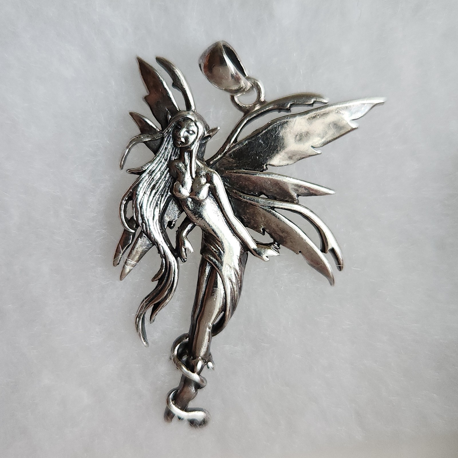 Sterling Silver 925 Amy Brown Firefly Fairy Pendant 7.4g Fantasy Art