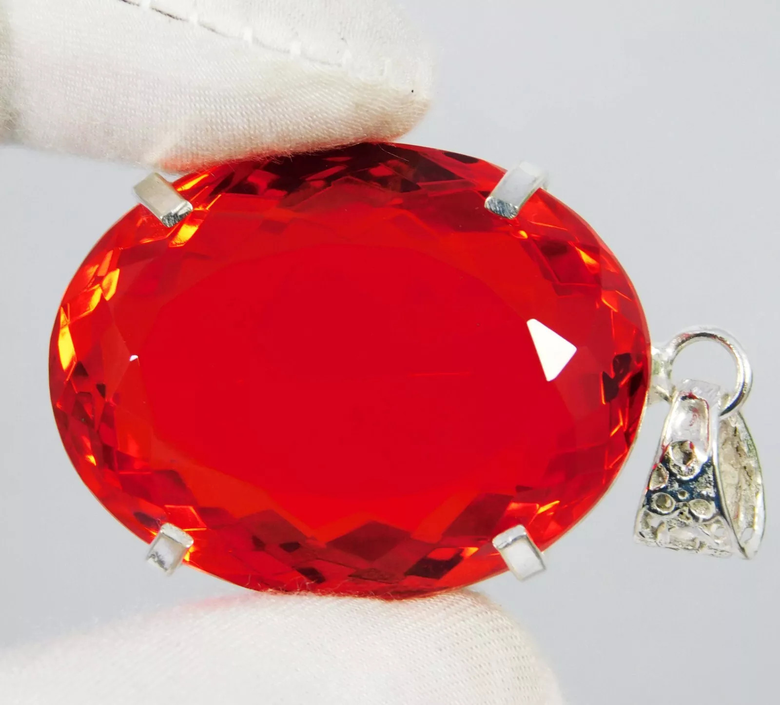 100 Ct Natural Orange Topaz 925 Solid Silver Pendant Oval Cut Loose Gemstone