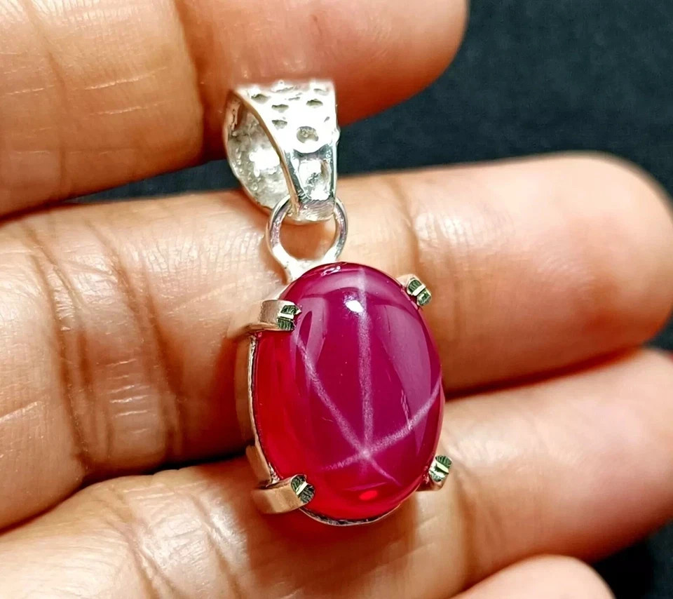 Natural Red Star Ruby 21 Ct Oval Cut Pendant AGL Certified Loose Gemstone