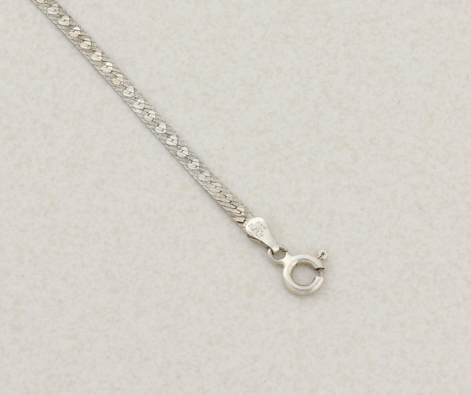 Sterling Silver Heart Herringbone Chain Bracelet 7″ inch Dainty